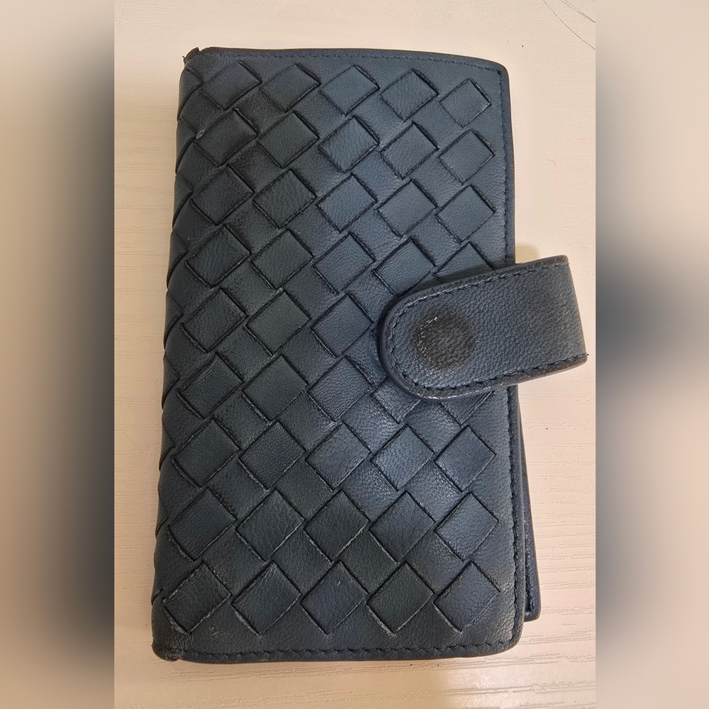 Bottega Veneta Teal Key Holder With Card Slots